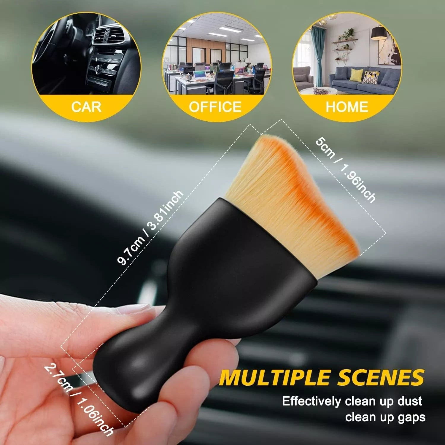 Auto-Car Interior Detail Dust Brush SOFT Bristles Dashboard Screen-Vent Cleaning