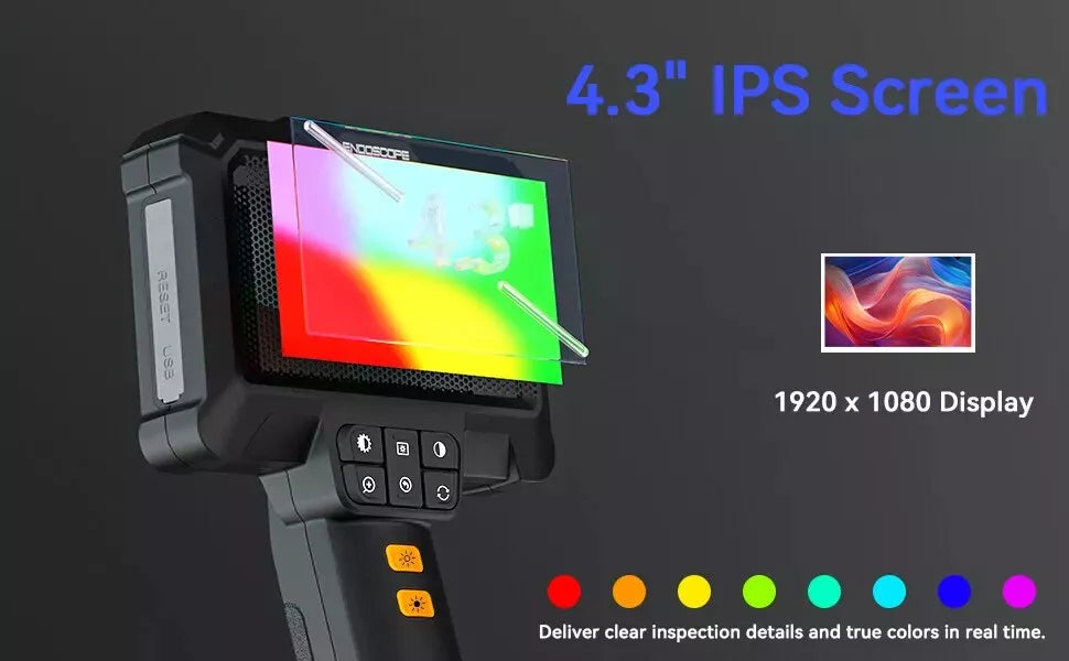 ANESOK 1080P HD Industrial Endoscope Camera – 4.3" IPS Screen, 5M Snake Borescope, Handheld Inspection Tool