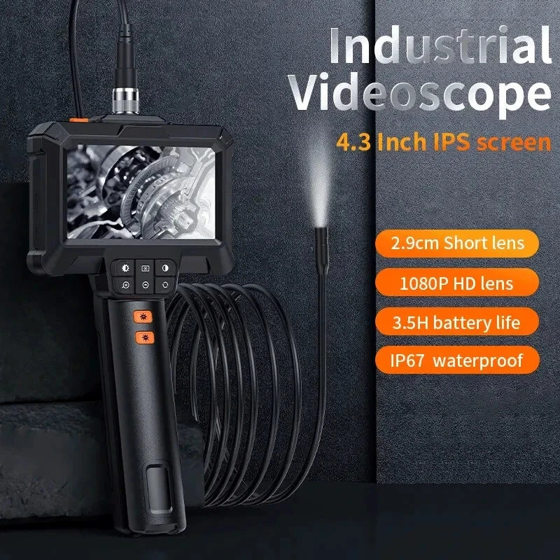 ANESOK 1080P HD Industrial Endoscope Camera – 4.3" IPS Screen, 5M Snake Borescope, Handheld Inspection Tool