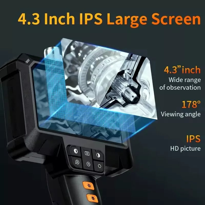 ANESOK 1080P HD Industrial Endoscope Camera – 4.3" IPS Screen, 5M Snake Borescope, Handheld Inspection Tool