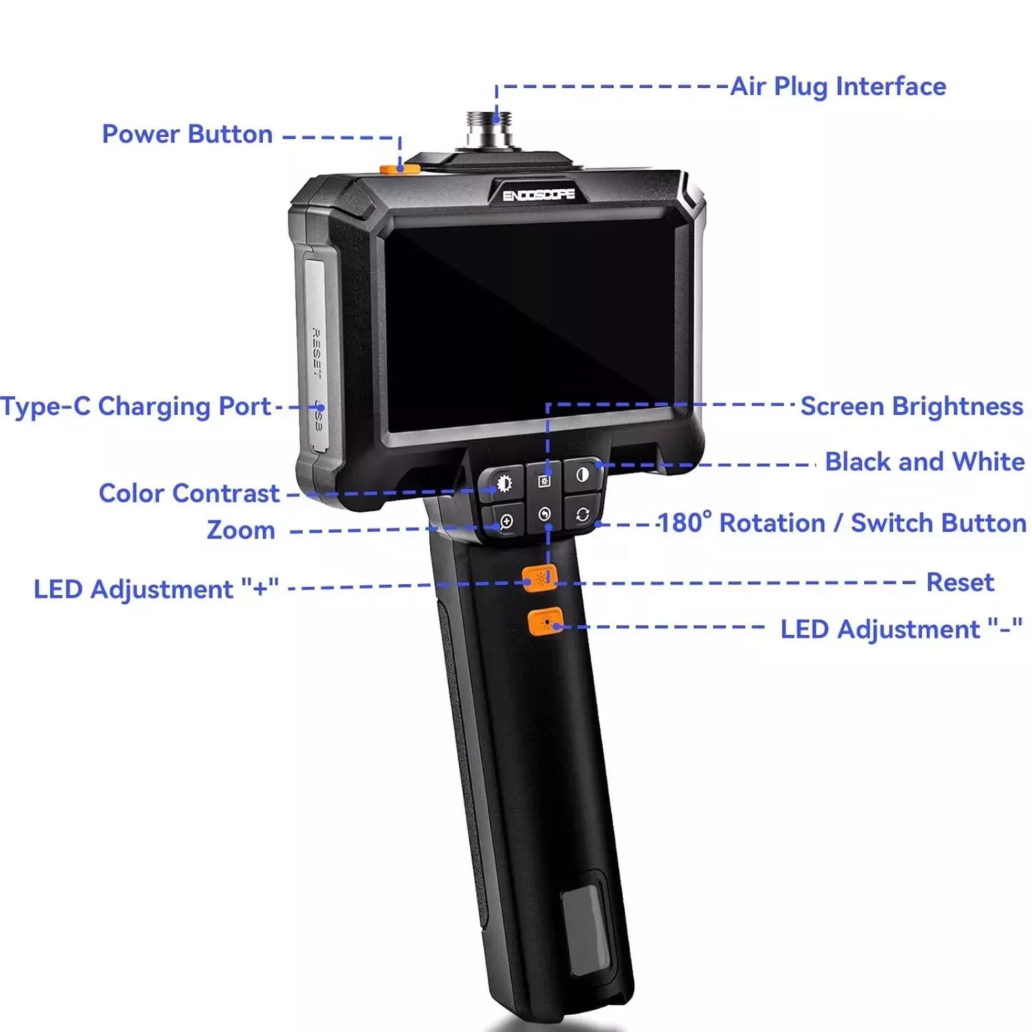 ANESOK 1080P HD Industrial Endoscope Camera – 4.3" IPS Screen, 5M Snake Borescope, Handheld Inspection Tool
