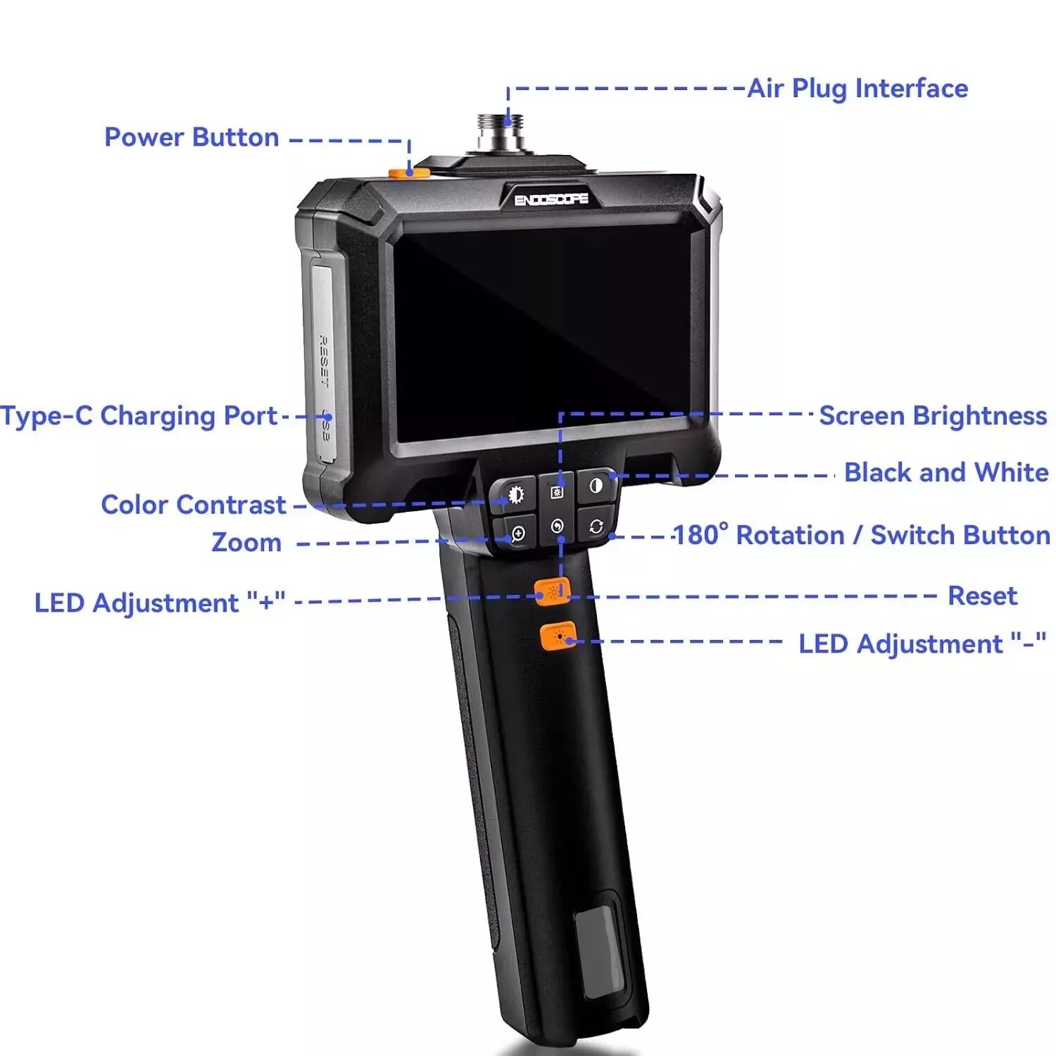 ANESOK 1080P HD Industrial Endoscope Camera – 4.3" IPS Screen, 5M Snake Borescope, Handheld Inspection Tool