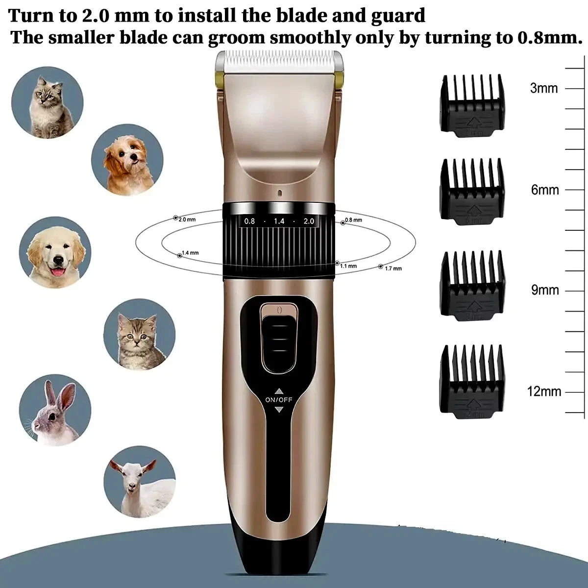 Dog Cat Pet Electric Hair Clipper Trimmer Grooming Kit Rechargeable Cordless