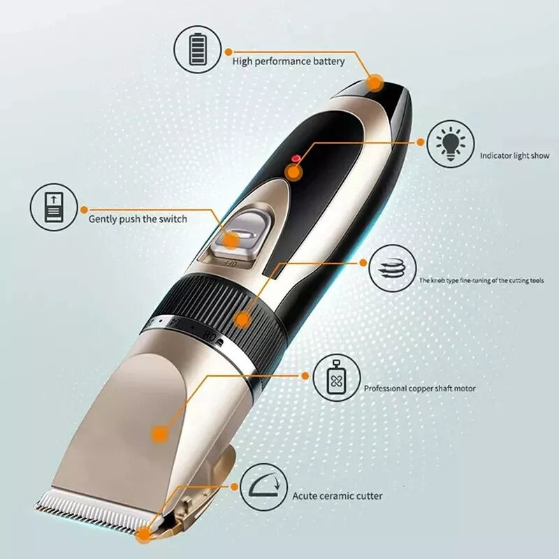 Dog Cat Pet Electric Hair Clipper Trimmer Grooming Kit Rechargeable Cordless
