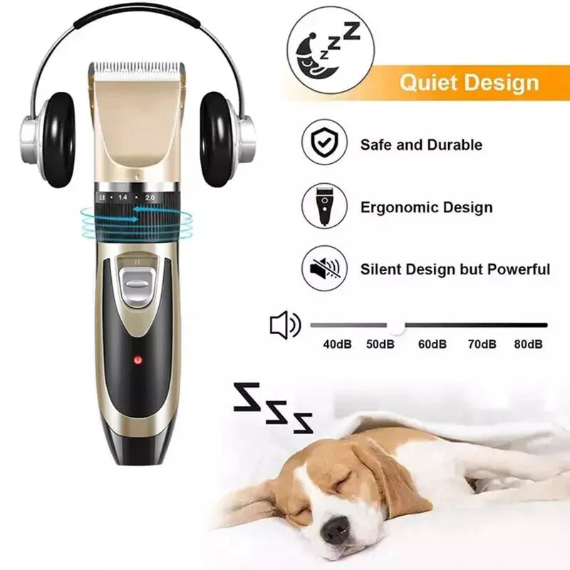 cordless pet grooming trimmer operates very quitely at low decibels for nervous or anxious dogs with anxiety