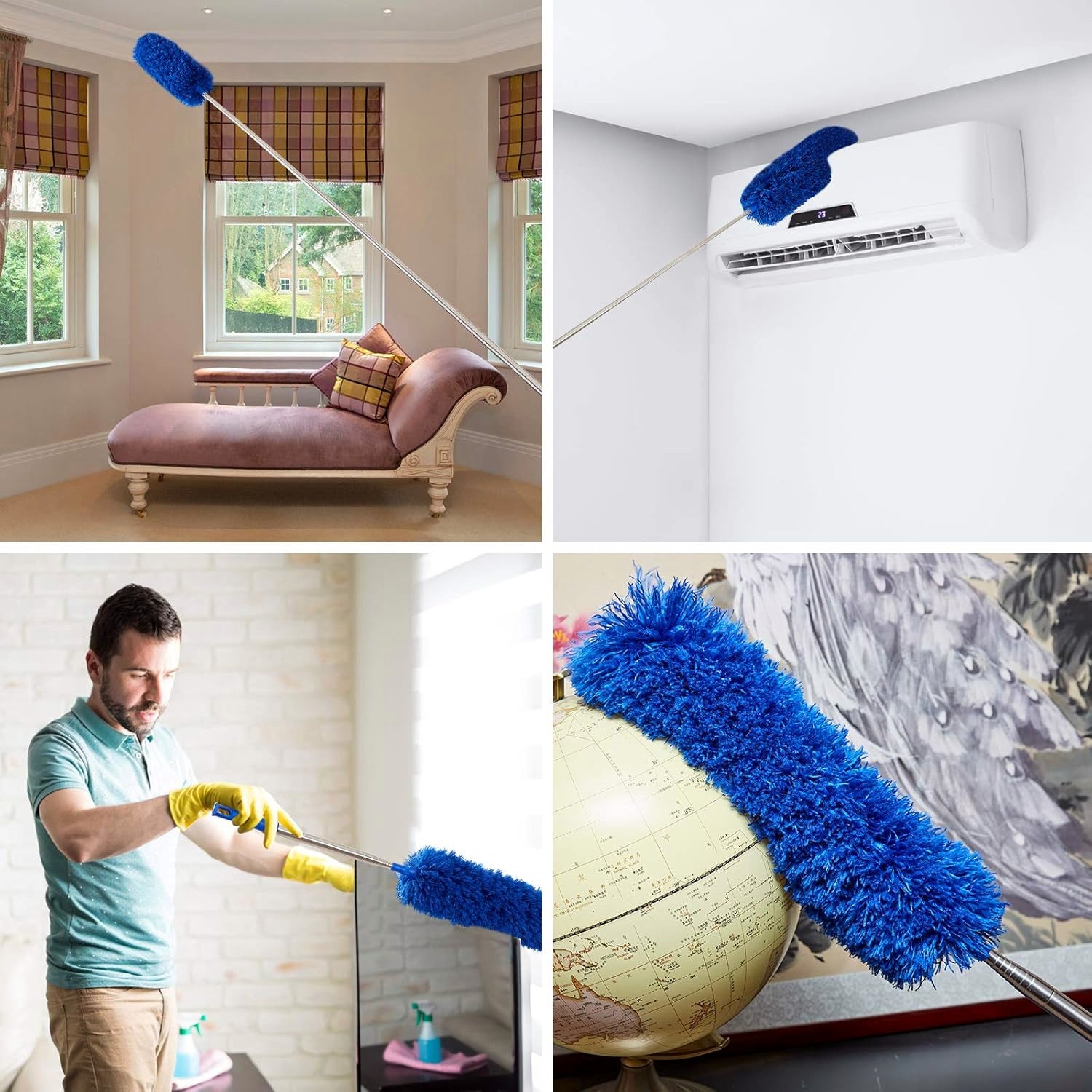 Microfiber Ceiling Fan Duster – Cobweb Cleaner Brush Kit with Telescopic Extension Pole