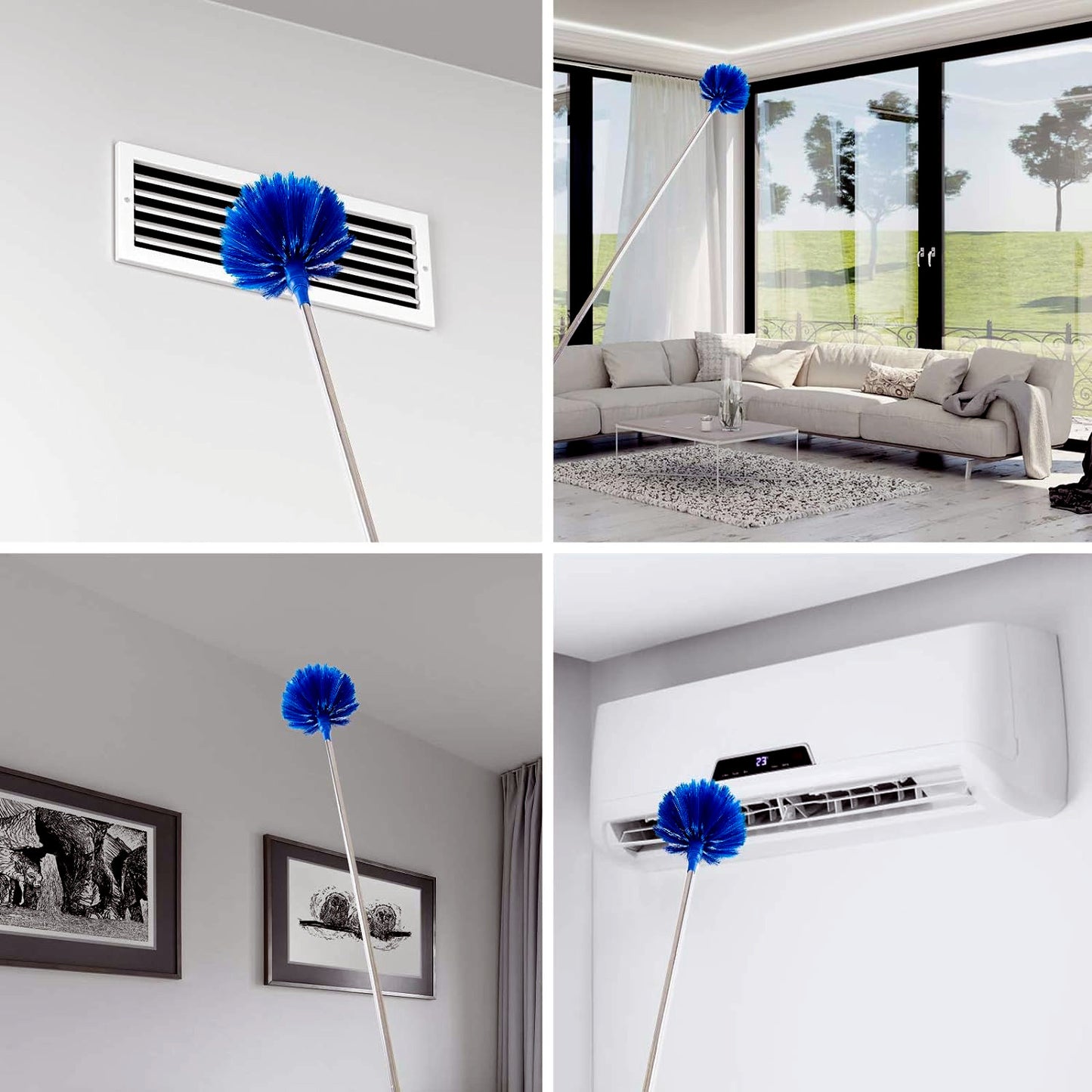Microfiber Ceiling Fan Duster – Cobweb Cleaner Brush Kit with Telescopic Extension Pole