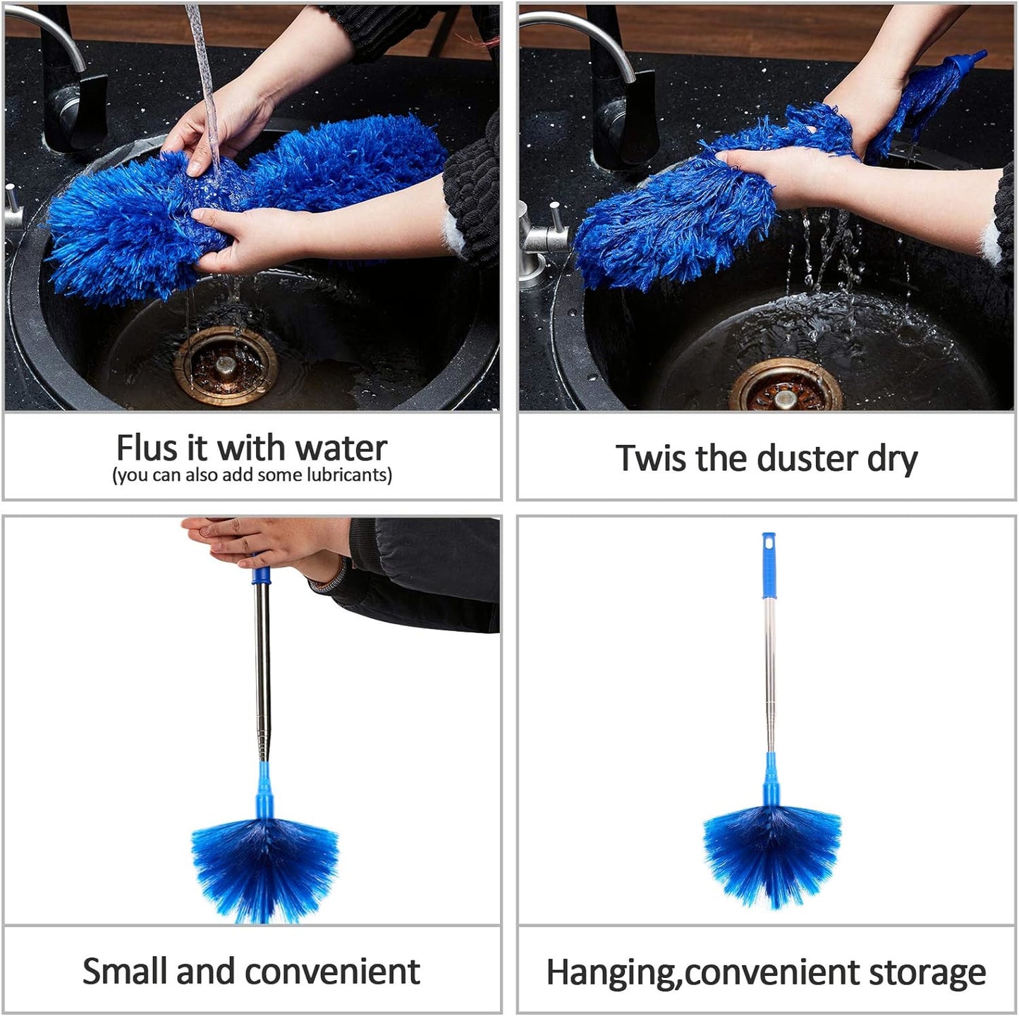 Microfiber Ceiling Fan Duster – Cobweb Cleaner Brush Kit with Telescopic Extension Pole