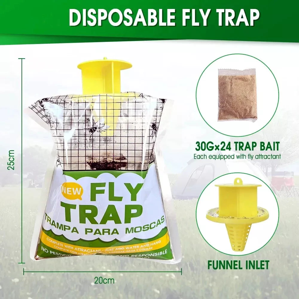 Outdoor Fly Traps Disposable Non Toxic Hanging Large Bag Catcher Killer