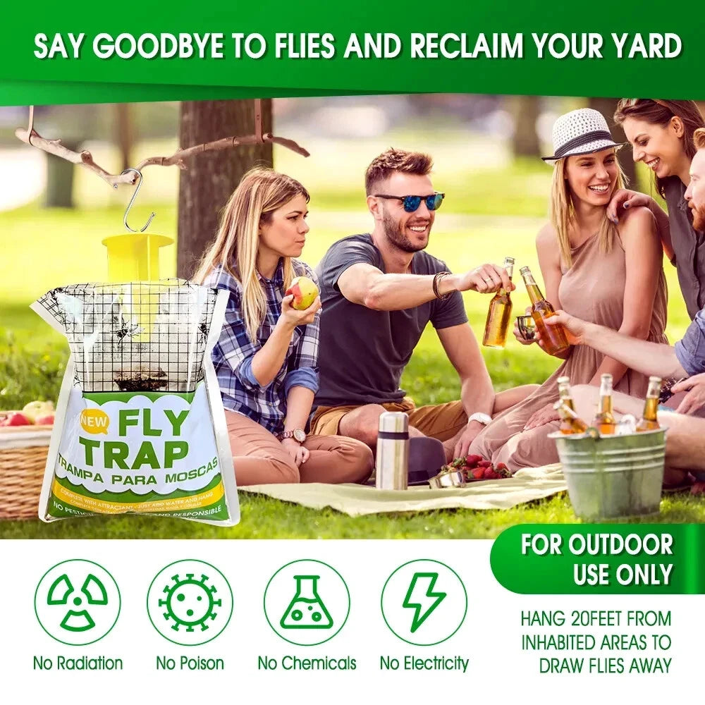 Outdoor Fly Traps Disposable Non Toxic Hanging Large Bag Catcher Killer