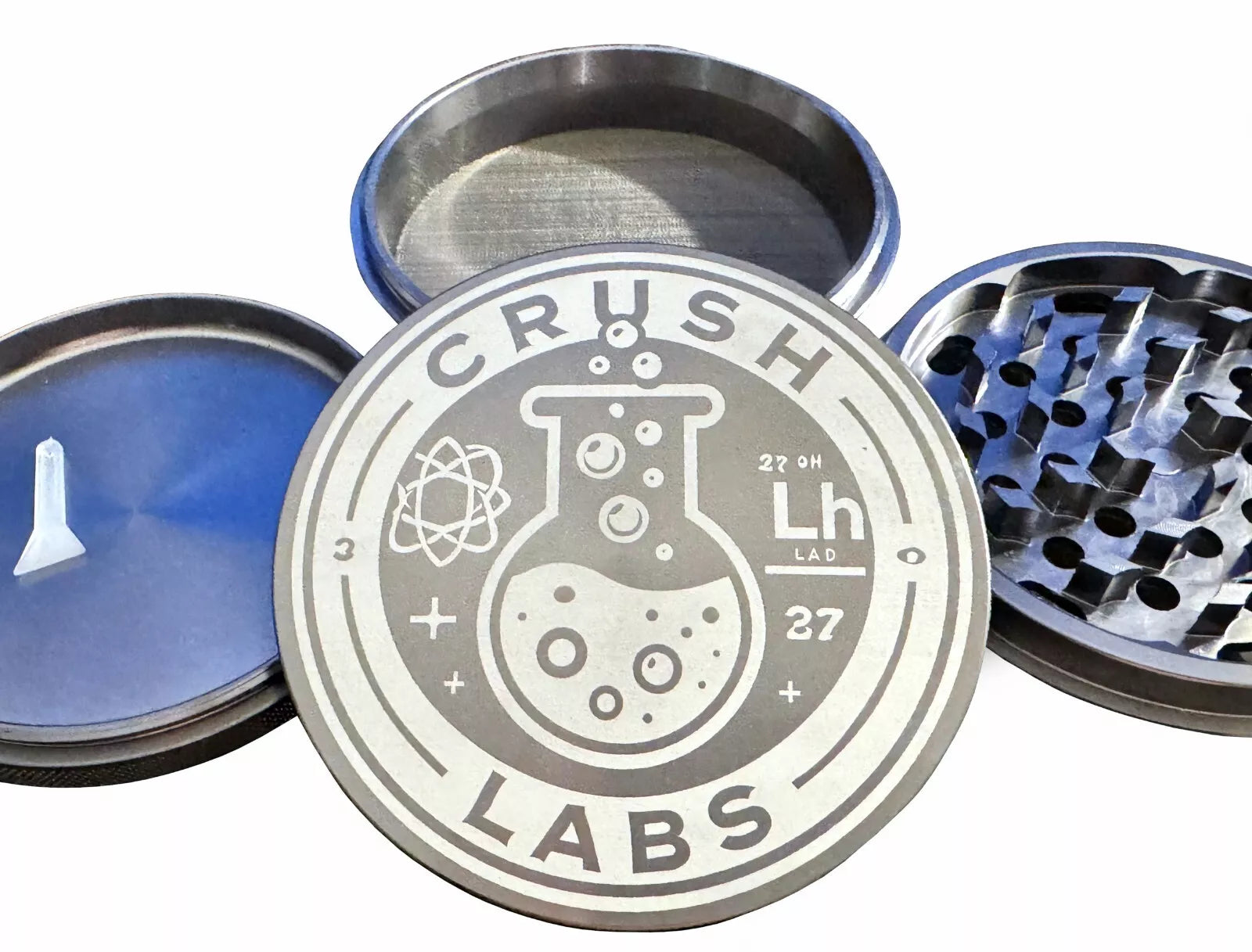 CRUSH LABS 4PC Aluminum Herb Grinder – 2.5” (63mm) & 4”- Inch (100mm) Anodized
