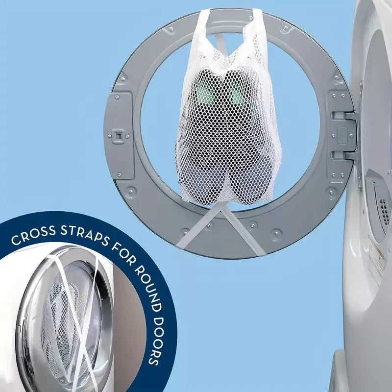 Large Laundry Mesh Sneaker Shoe-Delicates Wash & Dry Zip Bag, Adjustable Straps