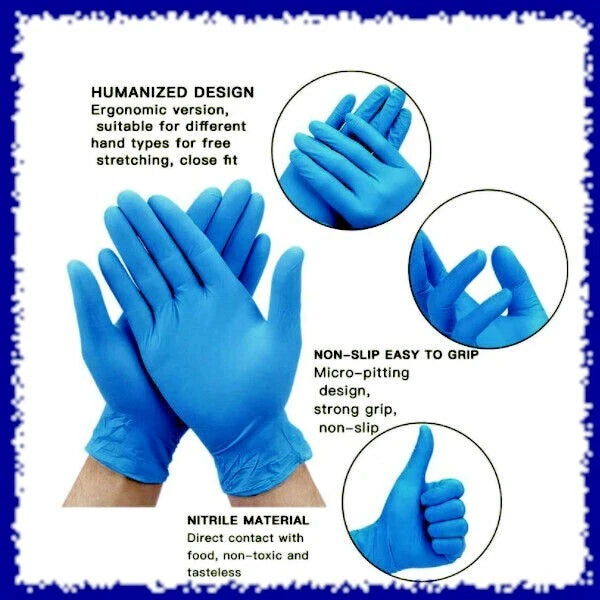 100 Blue/Indigo Nitrile Exam Gloves 4mil Latex-Free Powder-Free Medical