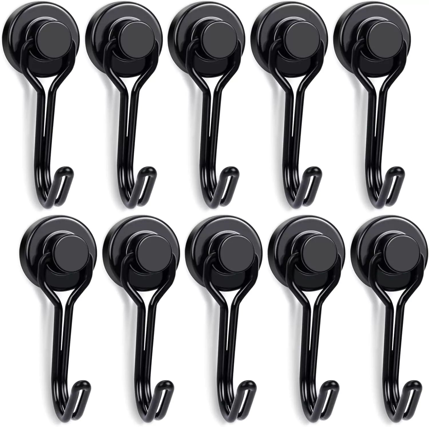 ALLNAT Neodymium Earth Magnets – Strong Rotating Swivel Swing Kitchen Hook Black