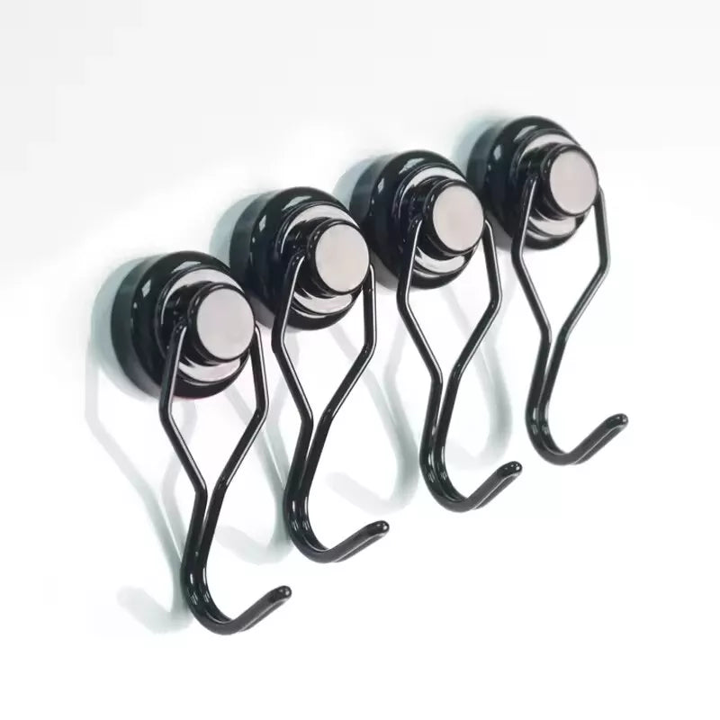 ALLNAT Neodymium Earth Magnets – Strong Rotating Swivel Swing Kitchen Hook Black
