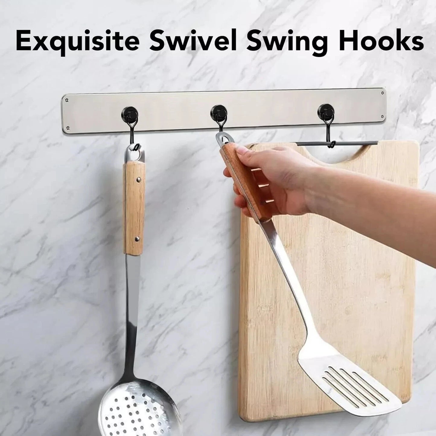 ALLNAT Neodymium Earth Magnets – Strong Rotating Swivel Swing Kitchen Hook Black