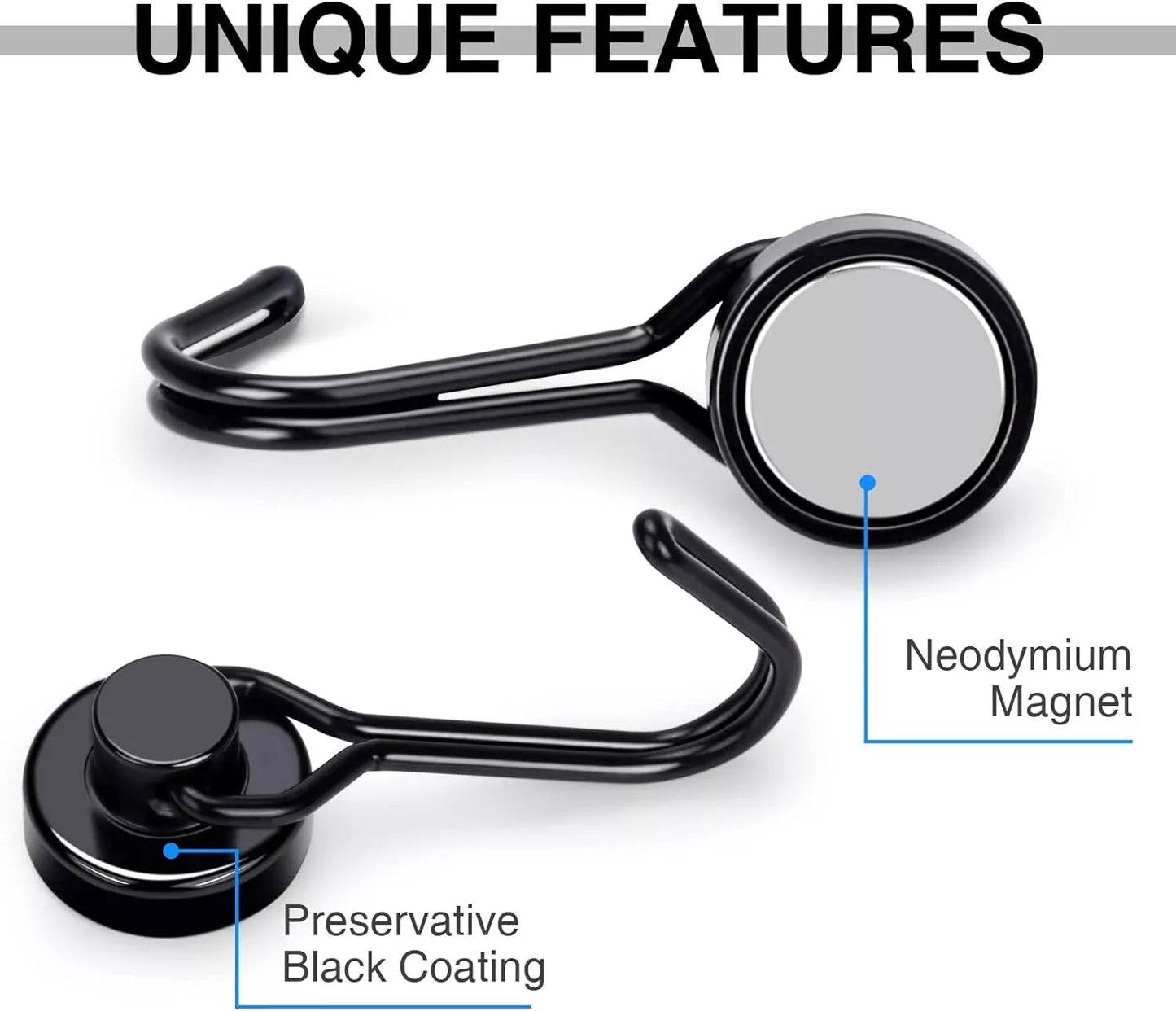 ALLNAT Neodymium Earth Magnets – Strong Rotating Swivel Swing Kitchen Hook Black