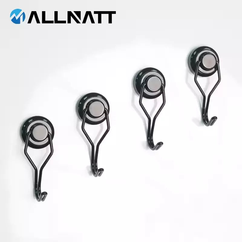 ALLNAT Neodymium Earth Magnets – Strong Rotating Swivel Swing Kitchen Hook Black