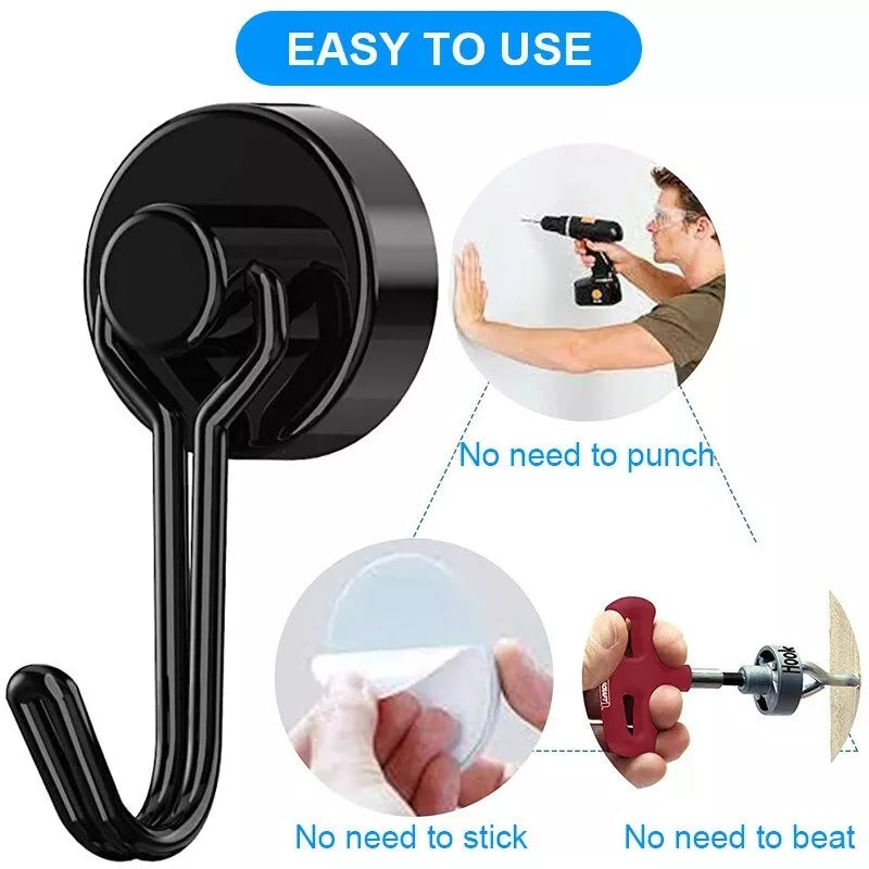ALLNAT Neodymium Earth Magnets – Strong Rotating Swivel Swing Kitchen Hook Black