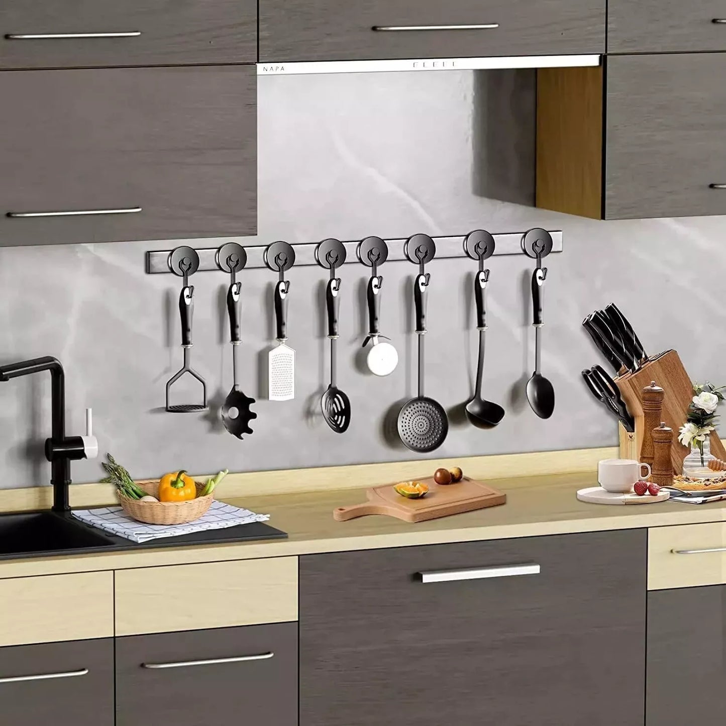 ALLNAT Neodymium Earth Magnets – Strong Rotating Swivel Swing Kitchen Hook Black