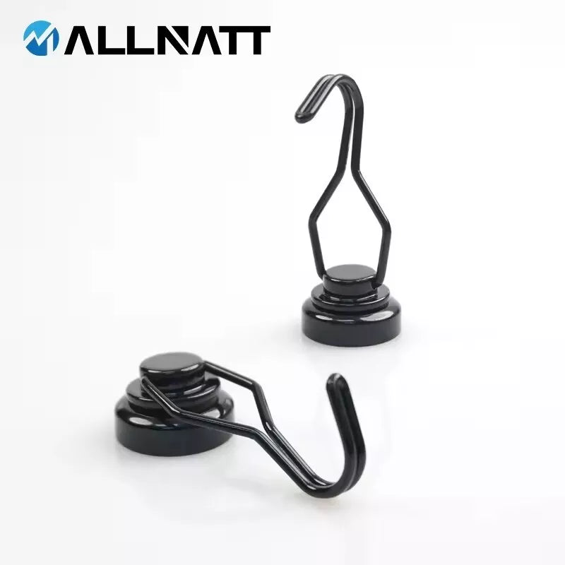 ALLNAT Neodymium Earth Magnets – Strong Rotating Swivel Swing Kitchen Hook Black