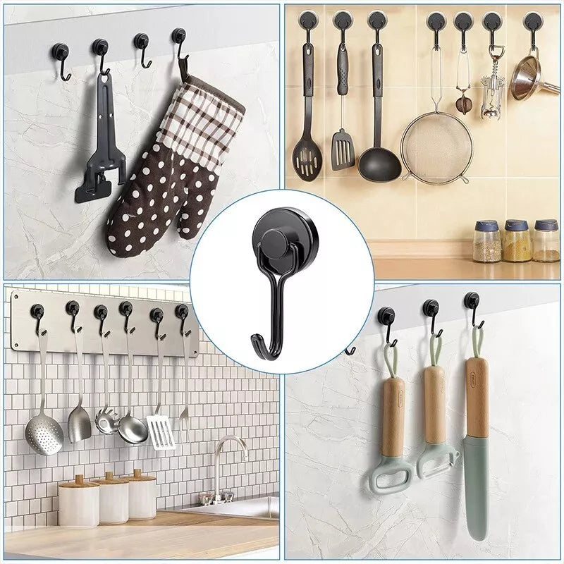 ALLNAT Neodymium Earth Magnets – Strong Rotating Swivel Swing Kitchen Hook Black