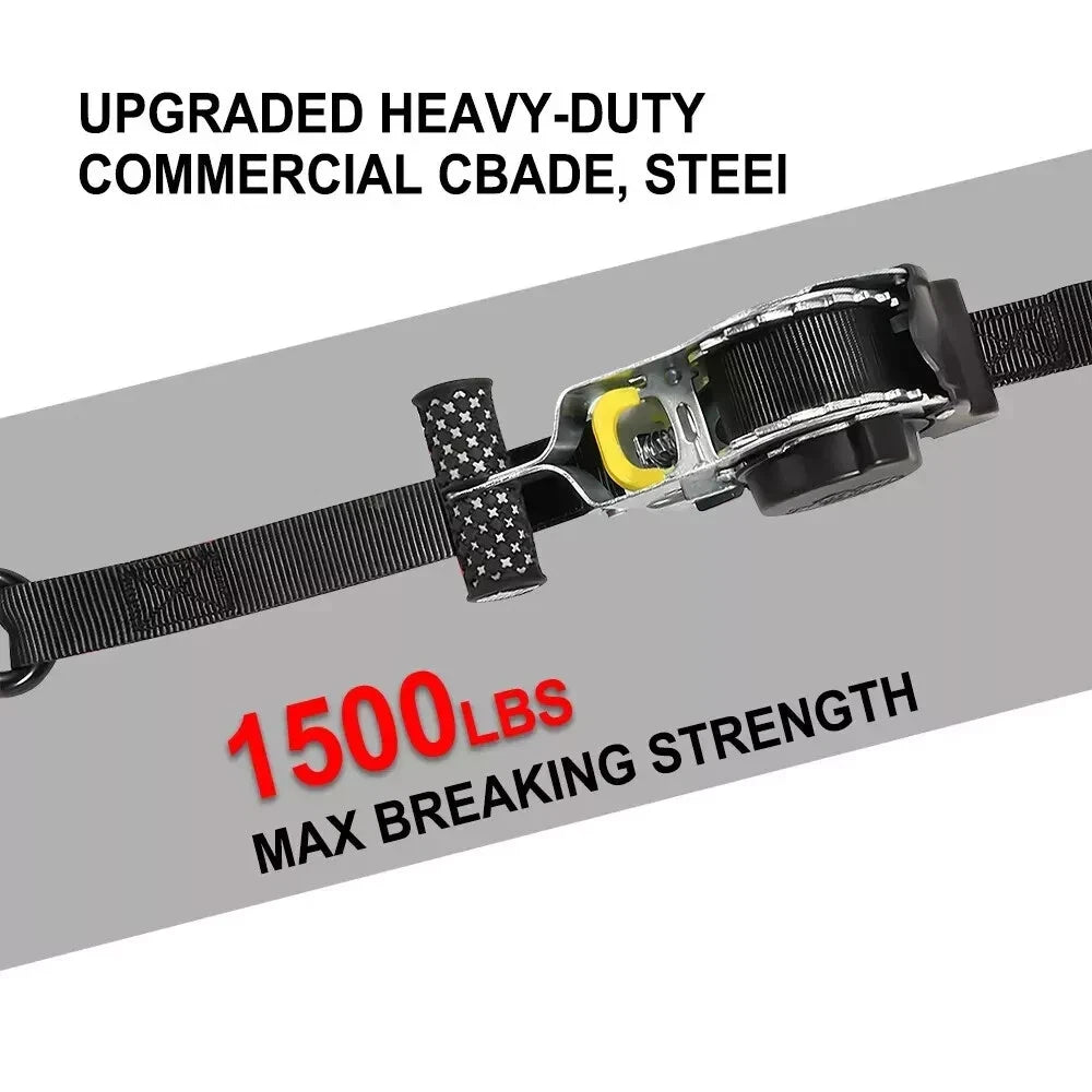 Auto Retracting Ratchet Strap 1" x 10' 1500Lb Heavy Duty Cargo Tie Down Strap