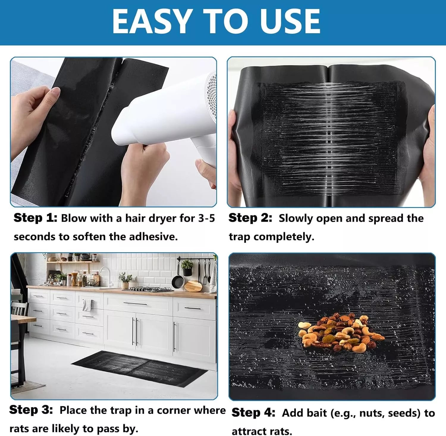 Large 47" *INDOOR* Glue Traps Non-Toxic Super Sticky for Mouse Mice Rats