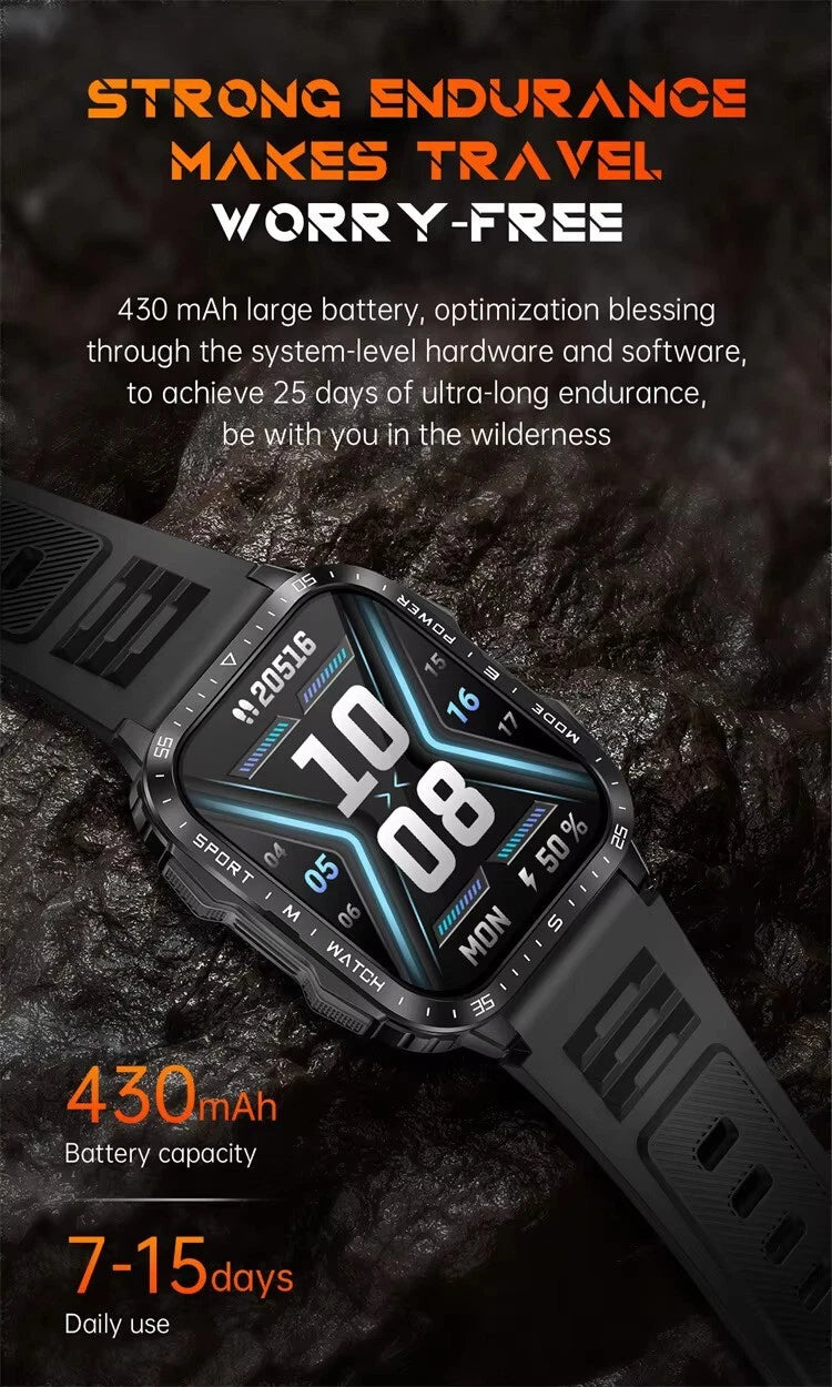 FITNESS SMARTWATCH 1.96" 430mAh 3ATM Waterproof Bluetooth AI, for SAMSUNG/iPHONE