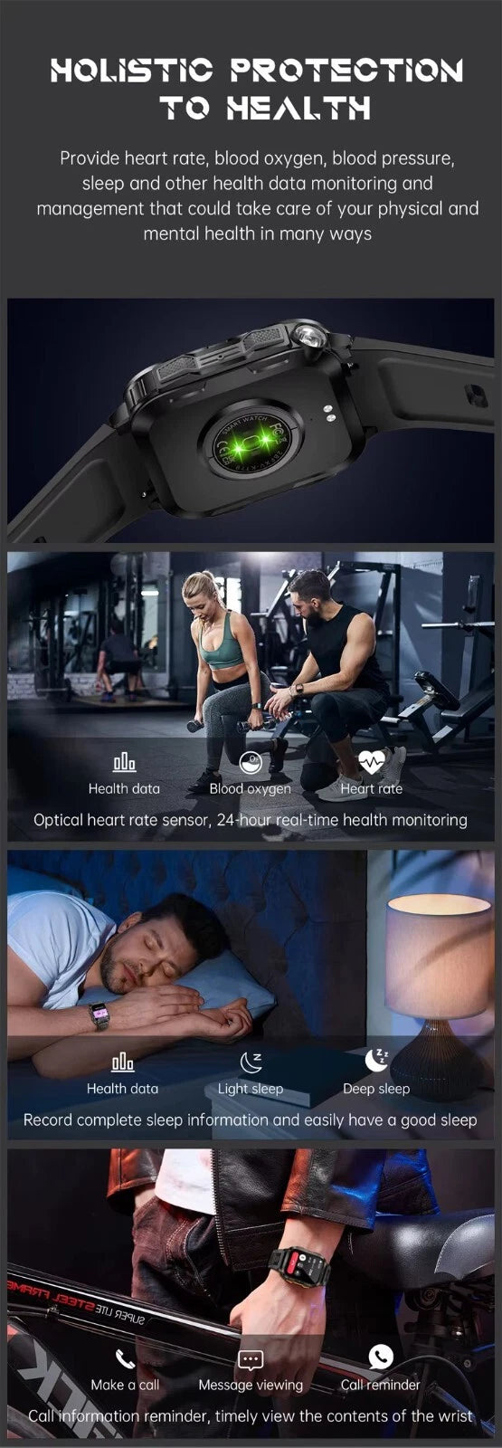 FITNESS SMARTWATCH 1.96" 430mAh 3ATM Waterproof Bluetooth AI, for SAMSUNG/iPHONE