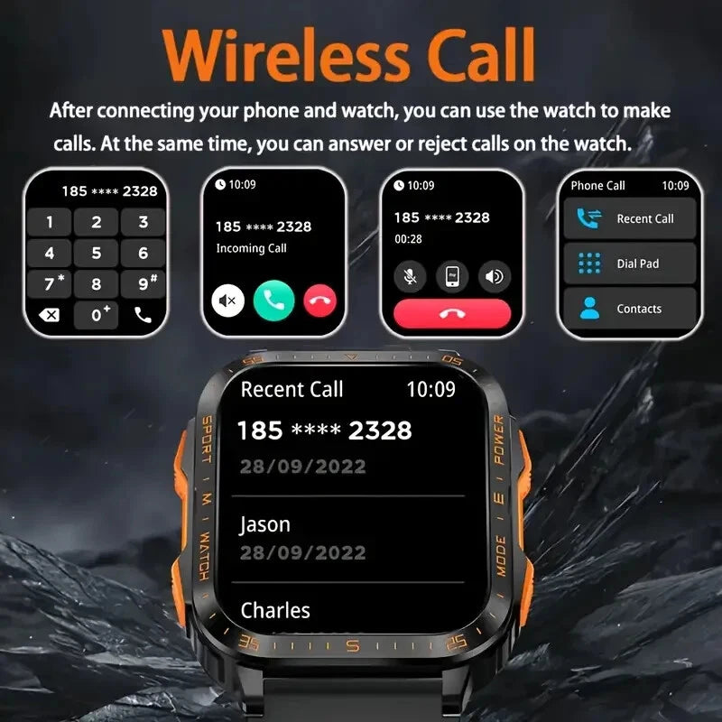FITNESS SMARTWATCH 1.96" 430mAh 3ATM Waterproof Bluetooth AI, for SAMSUNG/iPHONE