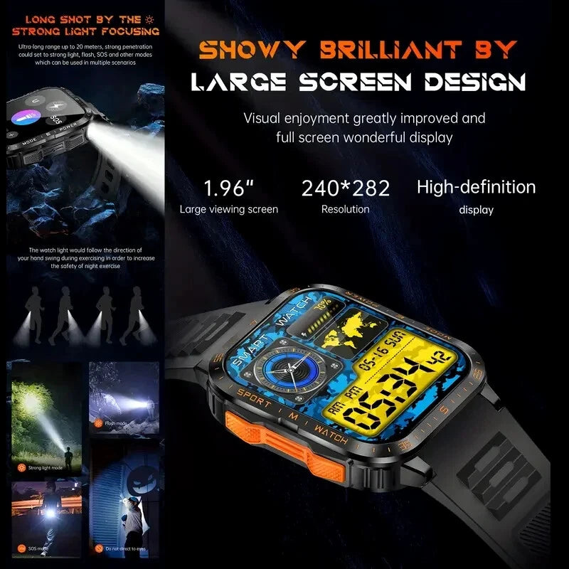 FITNESS SMARTWATCH 1.96" 430mAh 3ATM Waterproof Bluetooth AI, for SAMSUNG/iPHONE