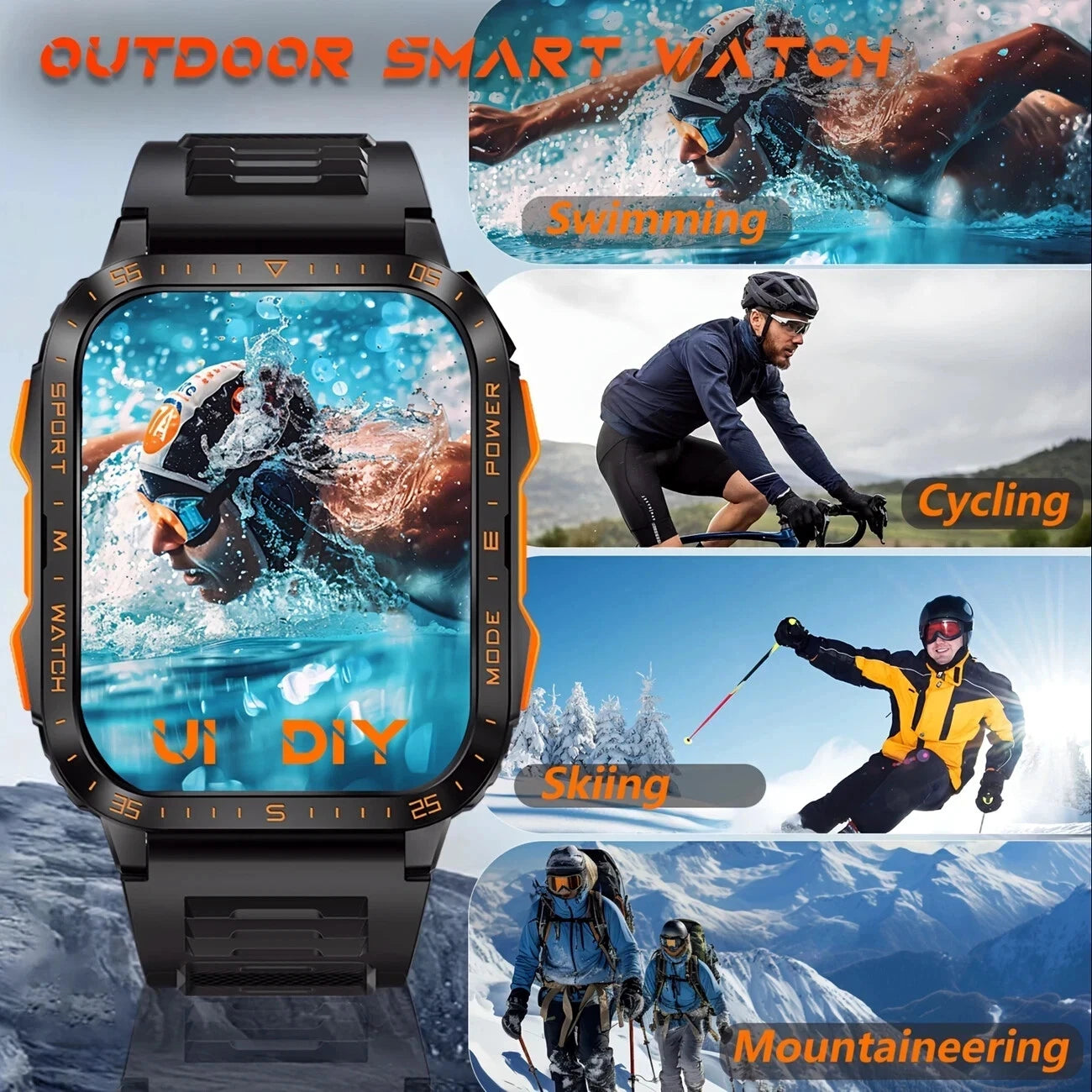 FITNESS SMARTWATCH 1.96" 430mAh 3ATM Waterproof Bluetooth AI, for SAMSUNG/iPHONE
