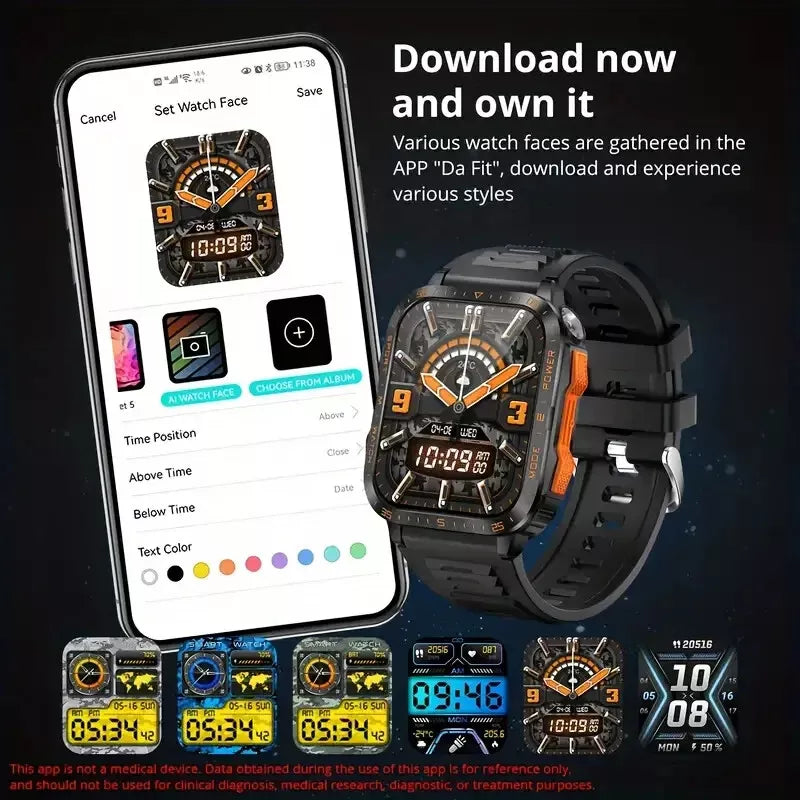 FITNESS SMARTWATCH 1.96" 430mAh 3ATM Waterproof Bluetooth AI, for SAMSUNG/iPHONE