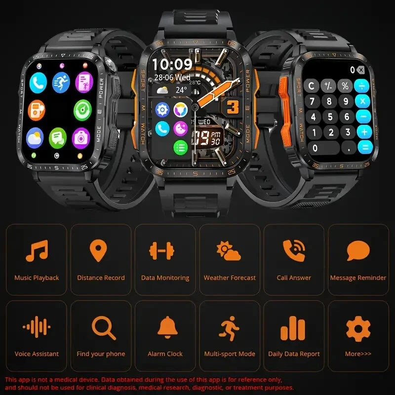 FITNESS SMARTWATCH 1.96" 430mAh 3ATM Waterproof Bluetooth AI, for SAMSUNG/iPHONE