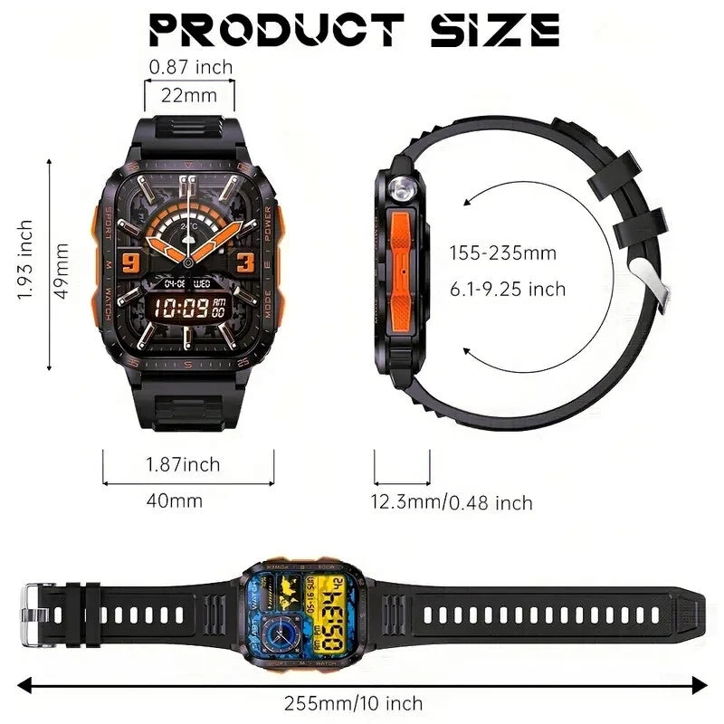 FITNESS SMARTWATCH 1.96" 430mAh 3ATM Waterproof Bluetooth AI, for SAMSUNG/iPHONE