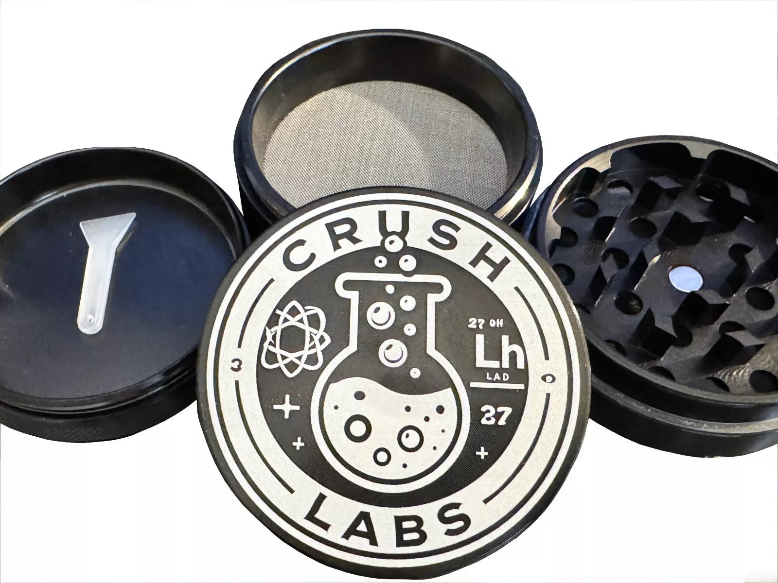 CRUSH LABS 4PC Aluminum Herb Grinder – 2.5” (63mm) & 4”- Inch (100mm) Anodized