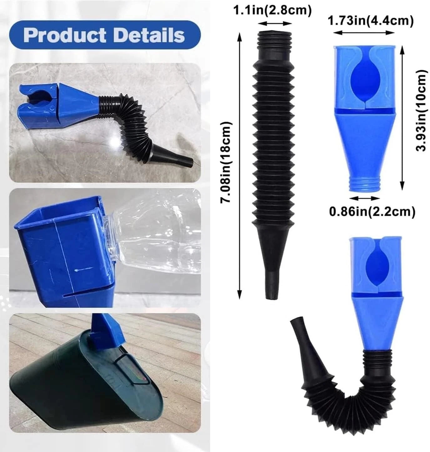 One-Hand Snap Funnel – Flexible Spill-Free Oil, Gas & Coolant Filling Adapter