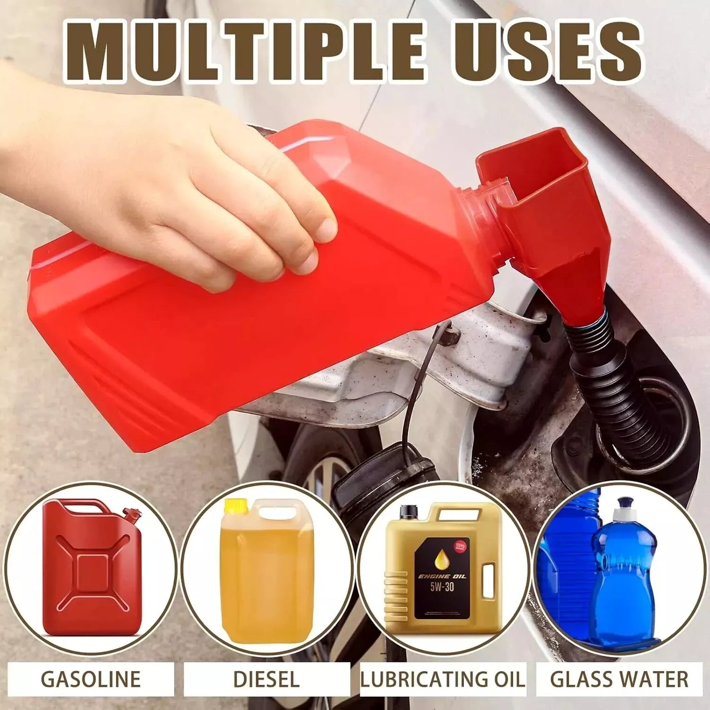 One-Hand Snap Funnel – Flexible Spill-Free Oil, Gas & Coolant Filling Adapter