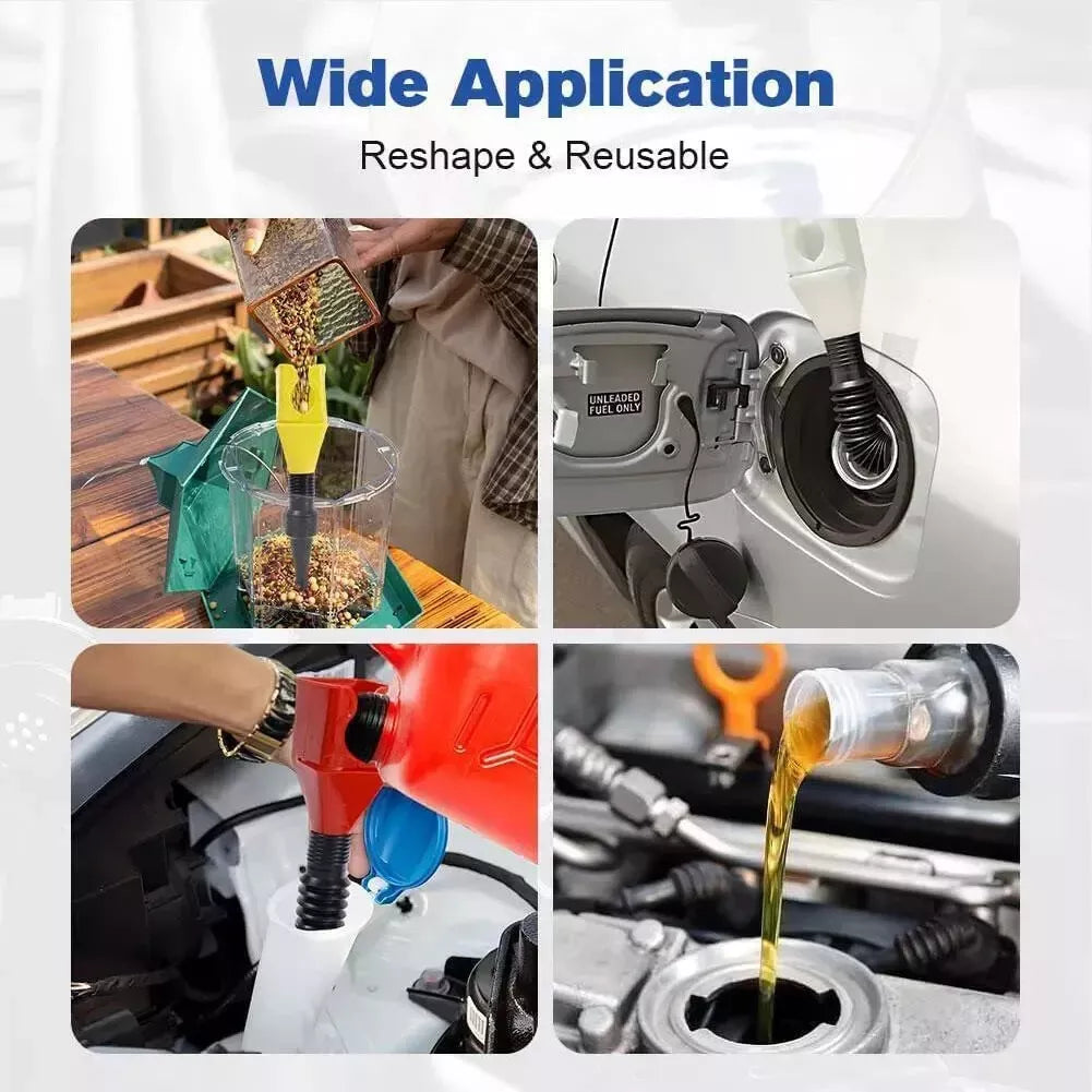 One-Hand Snap Funnel – Flexible Spill-Free Oil, Gas & Coolant Filling Adapter