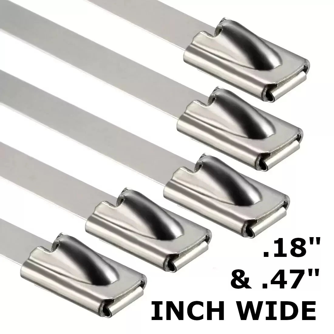 Heavy Duty Metal Zip Ties – 304 Stainless Steel Cable Ties (198–400lb) – 8", 12", 18", 24", 36