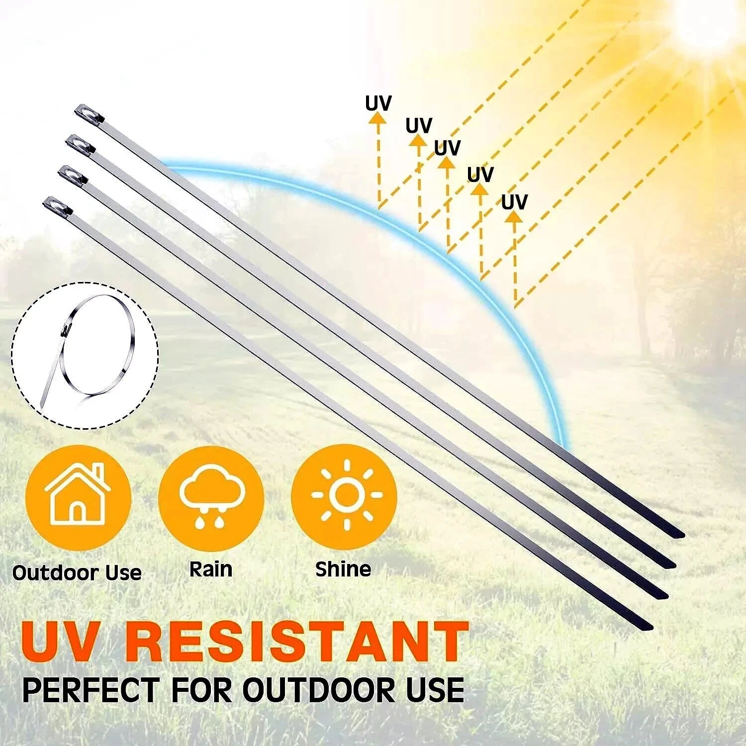 Heavy Duty Metal Zip Ties – 304 Stainless Steel Cable Ties (198–400lb) – 8", 12", 18", 24", 36