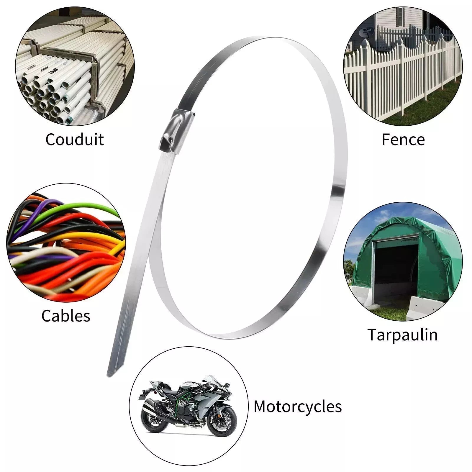 Heavy Duty Metal Zip Ties – 304 Stainless Steel Cable Ties (198–400lb) – 8", 12", 18", 24", 36