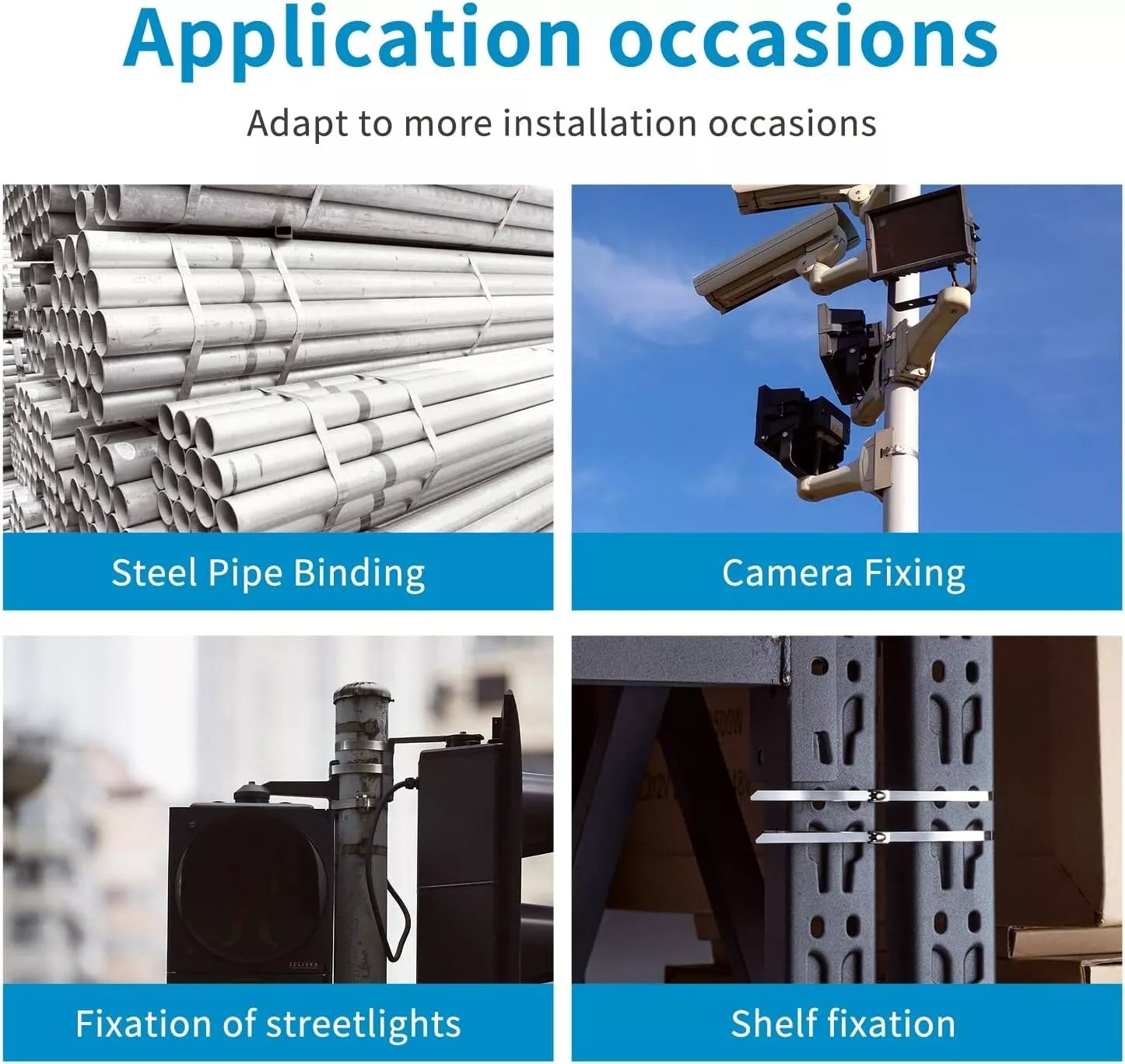 Heavy Duty Metal Zip Ties – 304 Stainless Steel Cable Ties (198–400lb) – 8", 12", 18", 24", 36
