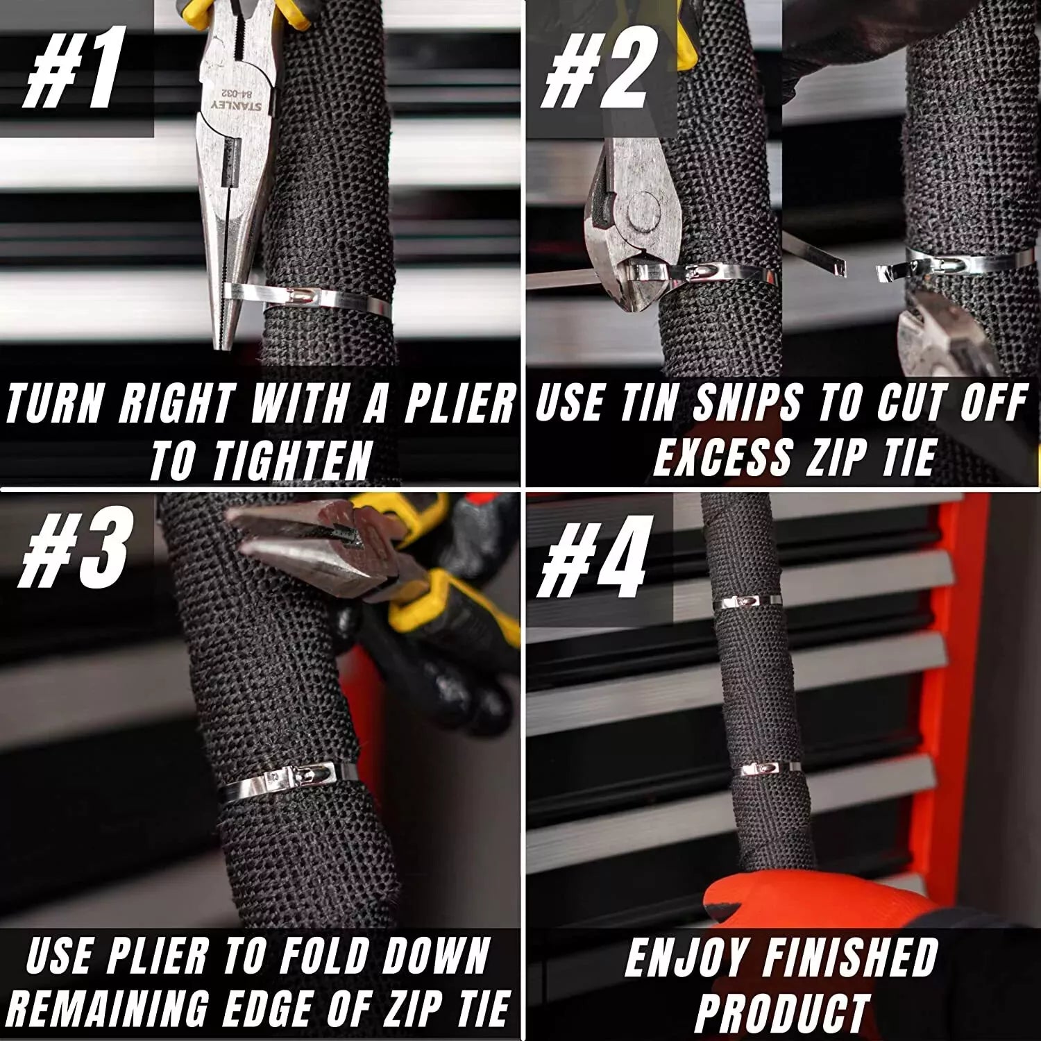 Heavy Duty Metal Zip Ties – 304 Stainless Steel Cable Ties (198–400lb) – 8", 12", 18", 24", 36