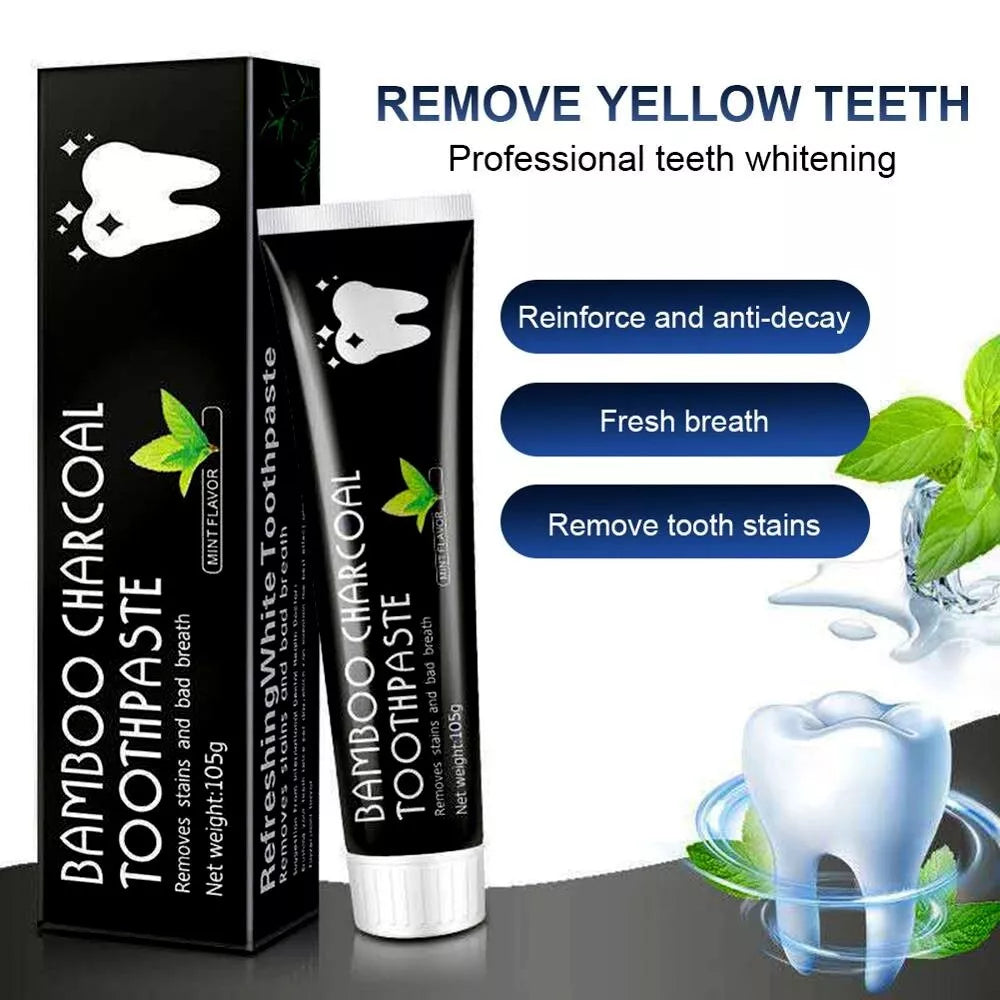 FLUORIDE FREE Natural Bamboo Charcoal Mint Toothpaste Teeth Whitening Oral Care