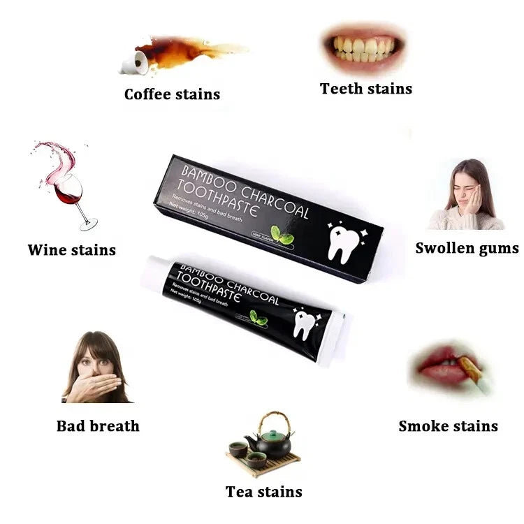 FLUORIDE FREE Natural Bamboo Charcoal Mint Toothpaste Teeth Whitening Oral Care