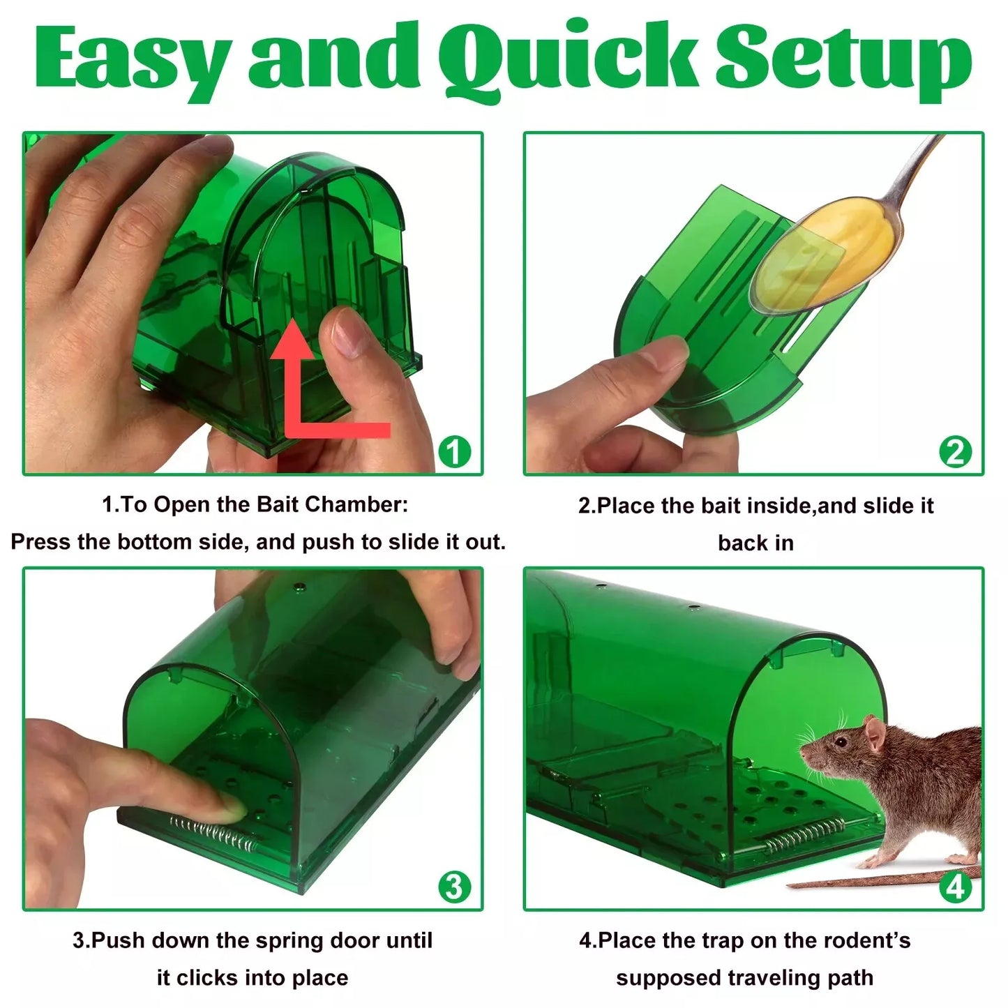 1, 2, 4, 6 Humane Mouse Traps Live Catch & Release No Kill Rat Mice Trap Reusable