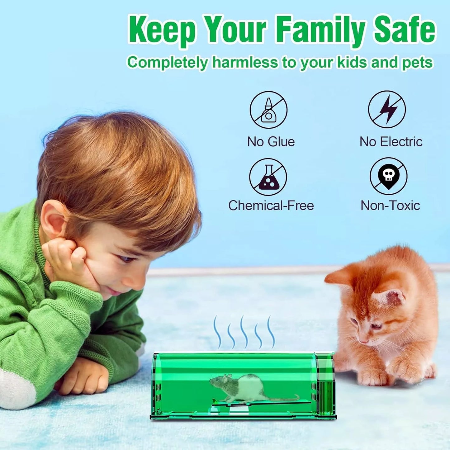 1, 2, 4, 6 Humane Mouse Traps Live Catch & Release No Kill Rat Mice Trap Reusable