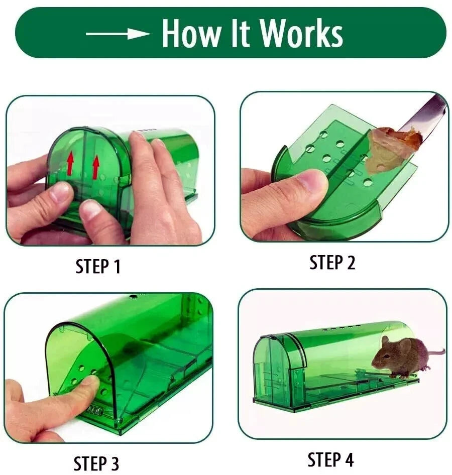 1, 2, 4, 6 Humane Mouse Traps Live Catch & Release No Kill Rat Mice Trap Reusable